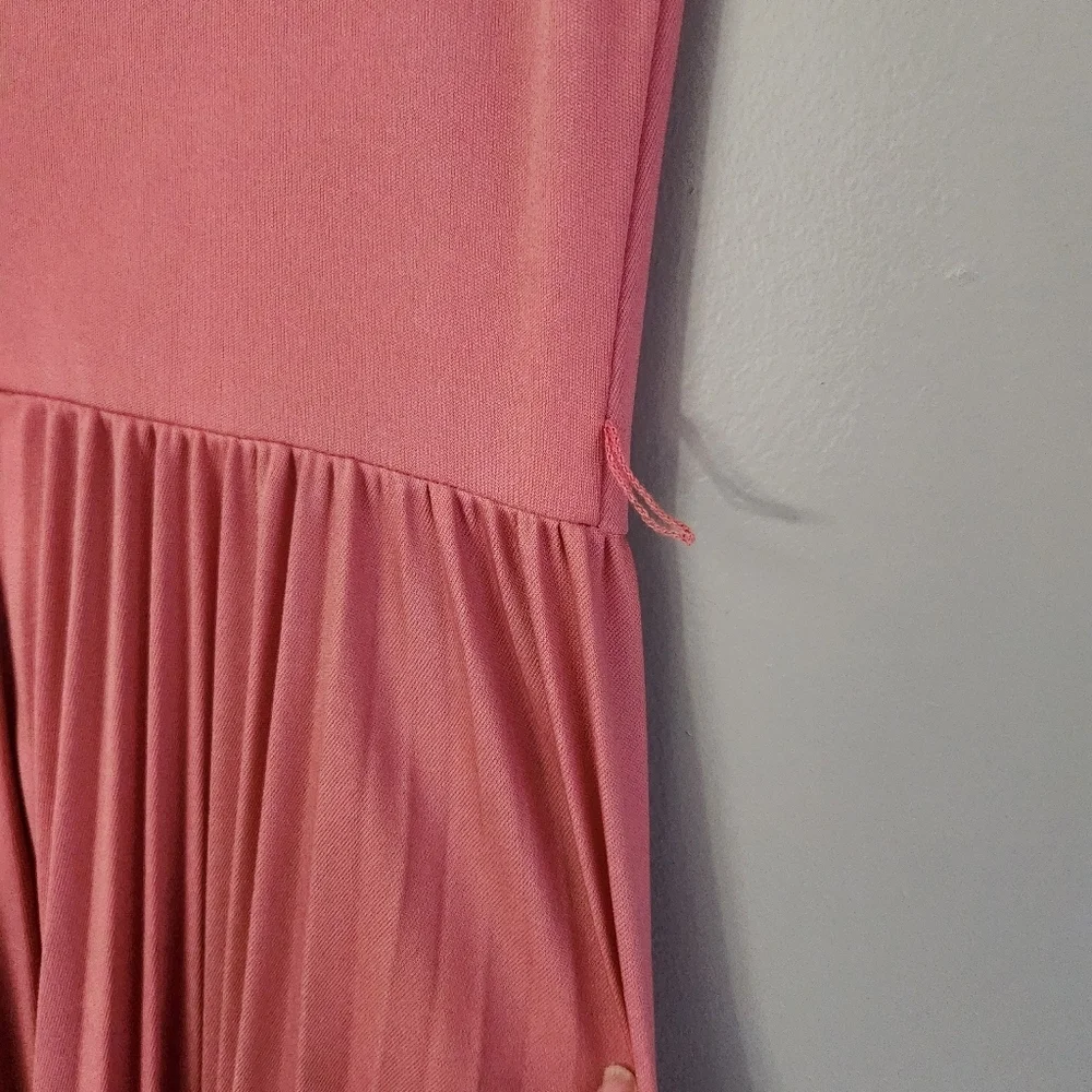 Vintage 70’s Bleeker Street pink sleeveless pleated maxi dress size Large - Picture 6 of 12